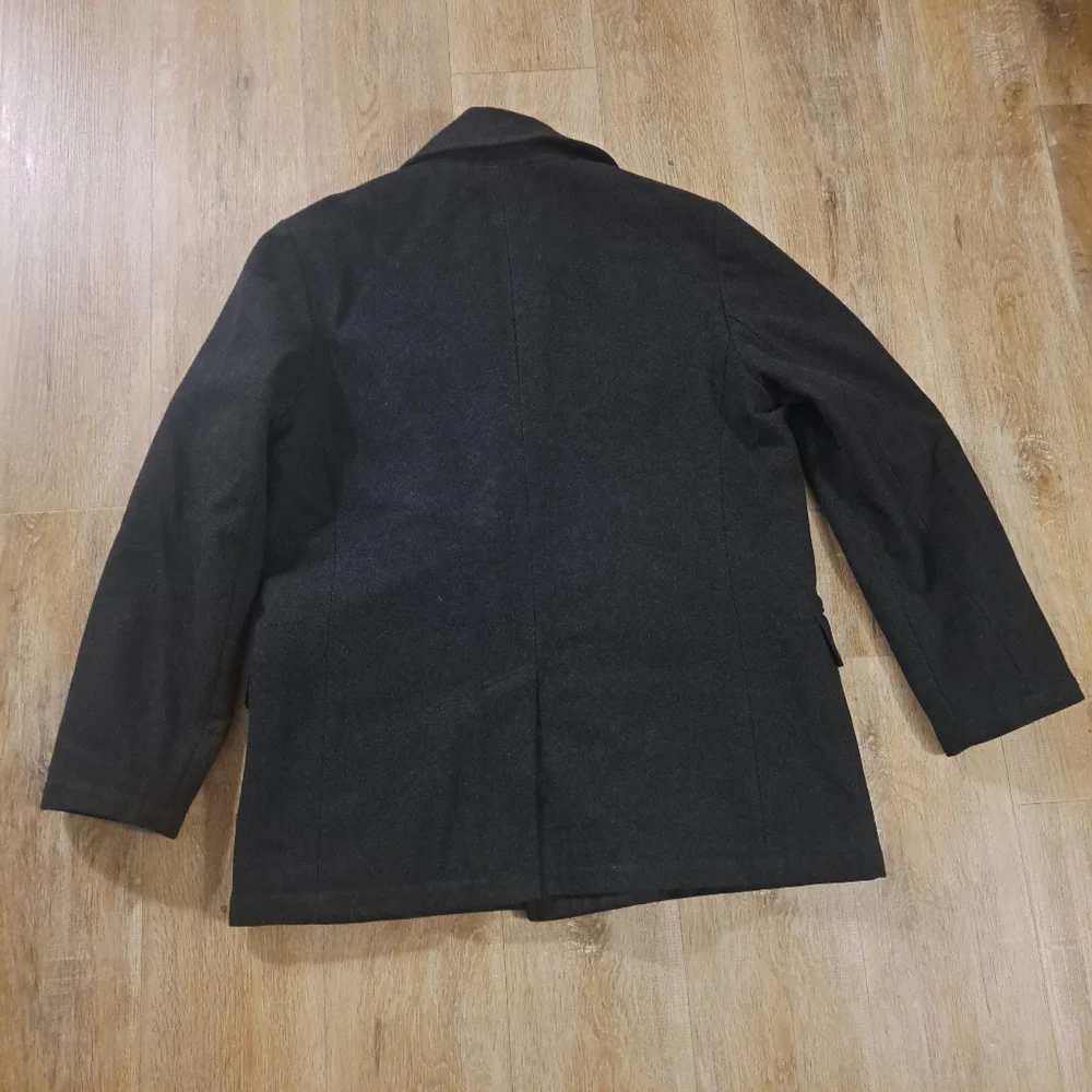 Gap Grayish Black Wool Blend Double-Breasted Peacoat Men's Size XL